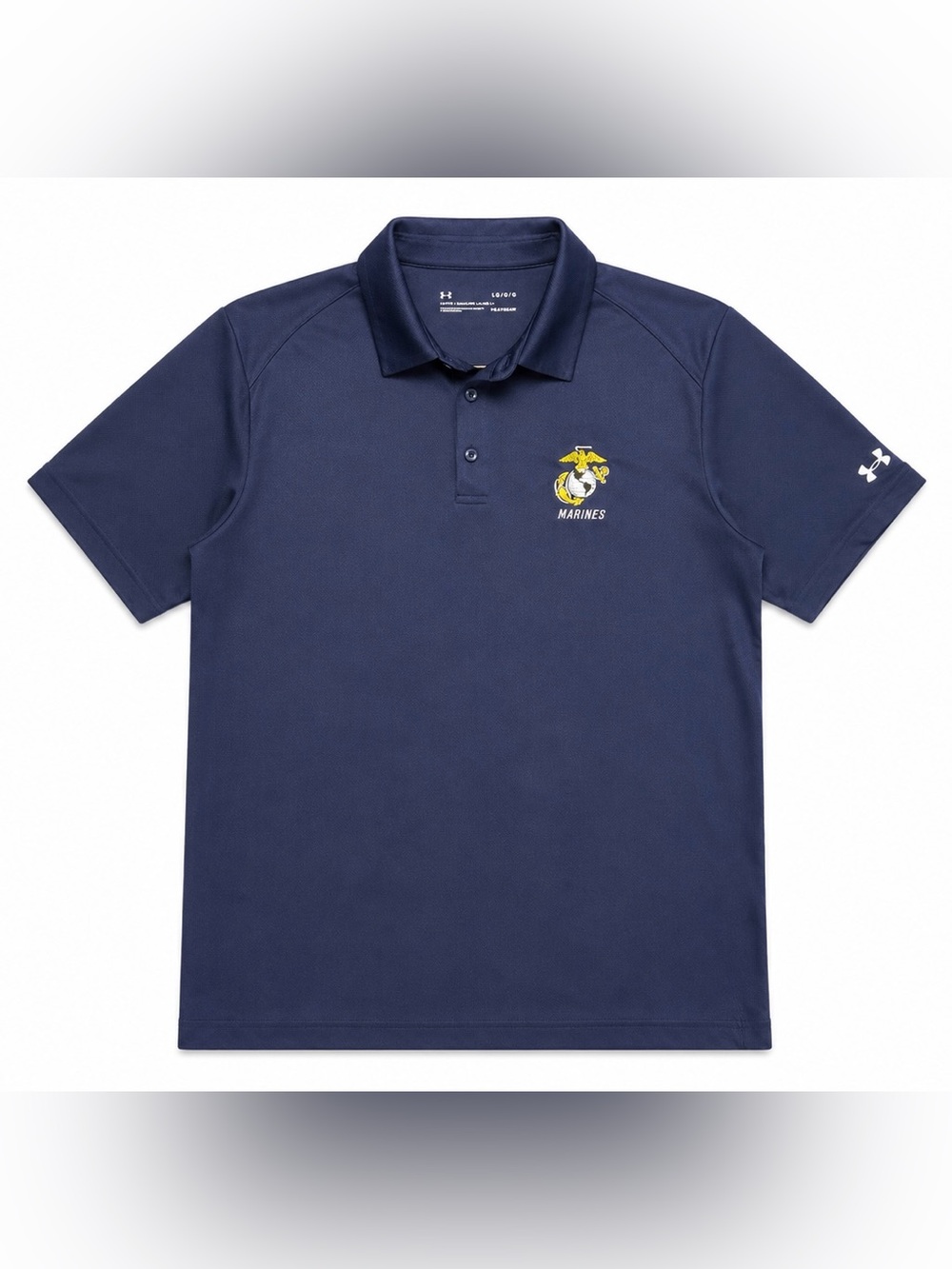 Under Armour Men’s Navy Polo with Yellow USMC Marines Crest